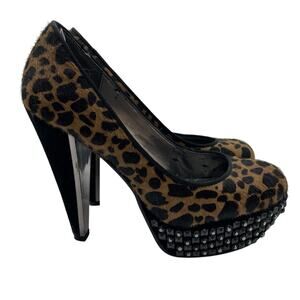 Sam Edelman Calf Hair Leopard Print Studded Heels